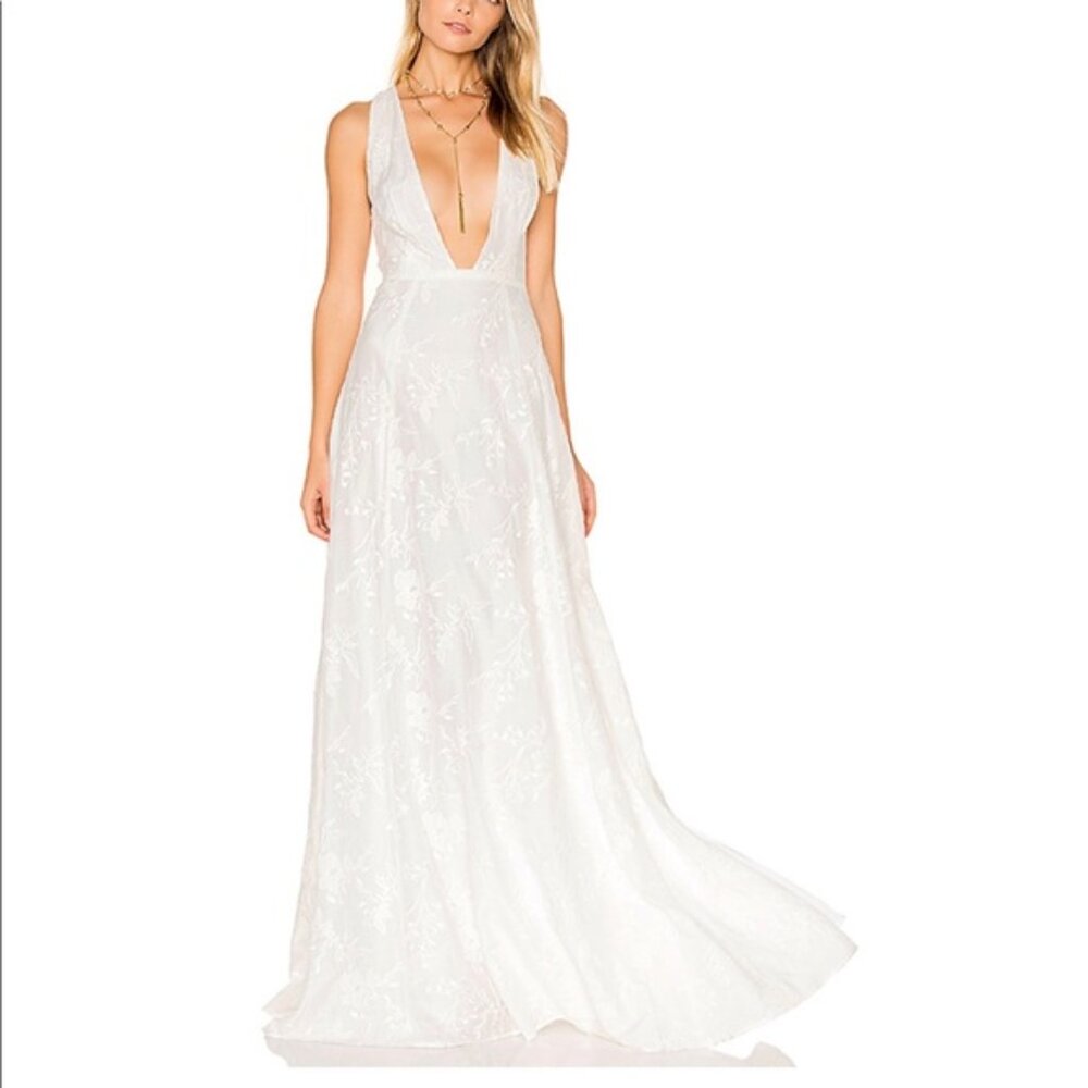 NWT Jetset Diaries Dress S Monta Vista Ivory Embroidered Maxi 100% Cotton Lined